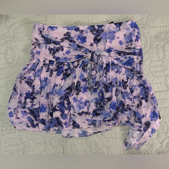 NEW ISABEL MARANT Filao Bow-Detailed Silk Crepe De Chine Mini Skirt Sz 36 Floral - Picture 9 of 11